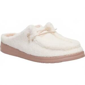 NEW HEY DUDE women's wendy sherpa slipper in egret